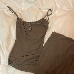 SKIMS Limited Edition Olive Green Ribbed Slip/Lounge Dress